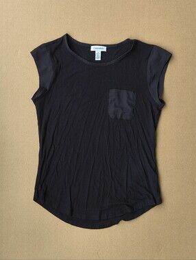Calvin Klein Black Short-Sleeve Pocket Tee with Cap Sleeves